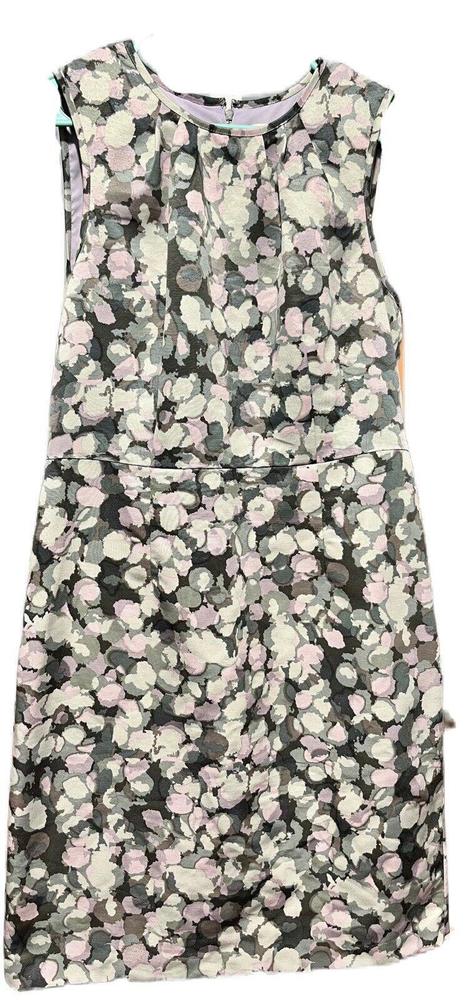Ann Taylor Loft Purple Gray Flower Petal Polka Dot Spot Watercolor Dress 12
